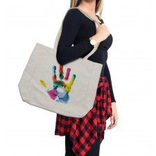 Colored Human Hand Shopping Bag