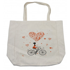 Romantic Cyclist Girl Shopping Bag