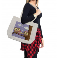 Cartoon Style Owl Family Shopping Bag