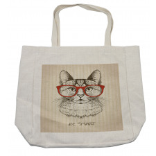 Cat with Retro Glasses Shopping Bag