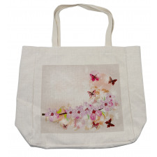 Floral Art Butterflies Shopping Bag