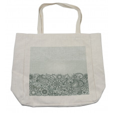 Outline Wildflowers and Leaves Shopping Bag