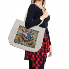 Angry Skull America Flag Shopping Bag