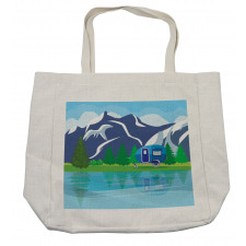 Cartoon Lake Landscape Shopping Bag