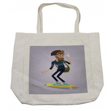 Young Man on Longboard Shopping Bag