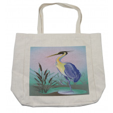 Heron with Reed Water Shopping Bag