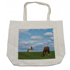 Horses Grazing Meadow Shopping Bag