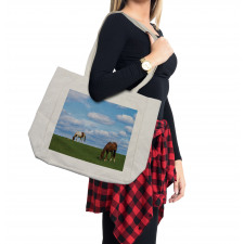 Horses Grazing Meadow Shopping Bag