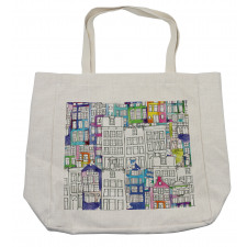 Watercolor Sketch Houses Shopping Bag