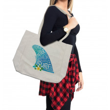 Wave with Bali Flower Shopping Bag