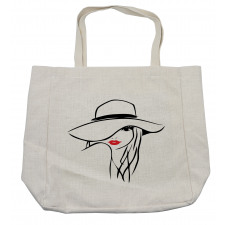 Girl Wearing a Big Floppy Hat Shopping Bag