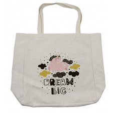 Unicorn in the Sky with Stars Shopping Bag