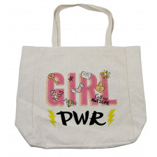 Girl Power with Hearts Shopping Bag