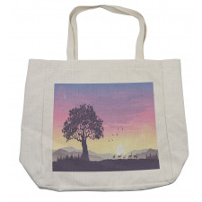 Dreamlike View Big Tree Deer Shopping Bag