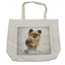 I Love My Dog Paw Print Shopping Bag