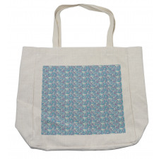 Pattern Blue Toned Crystals Shopping Bag