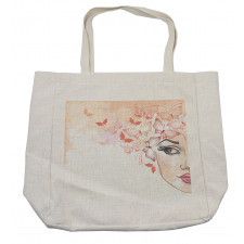 Half Face and Butterflies Shopping Bag