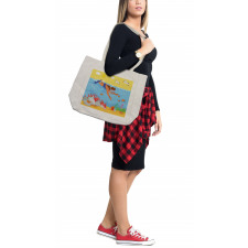 Girl Diving Nautical Layout Shopping Bag