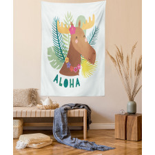 Flourish Happy Moose Aloha Tapestry