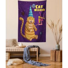 Cat Wizard Funny Cartoon Tapestry