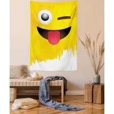 Winked Tongue Smiley Tapestry