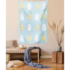 Baby Animal and Eggs Stripes Tapestry