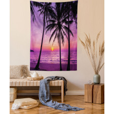 Palms Silhouette Purple Tapestry