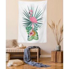 Pineapple Flamingo Botany Tapestry