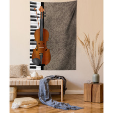 Piano and Violin Grunge Art Tapestry