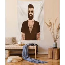 Tattooed Hipster Cartoon Tapestry