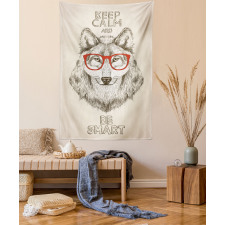 Hipster Wolf Be Smart Tapestry