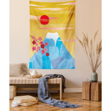 High Cliff Silhouette Flowers Tapestry