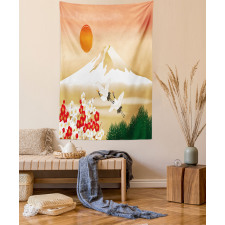 Japanese Landscape and Birds Tapestry