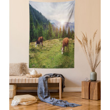 Cows Grazing in Meadow Tapestry