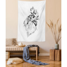 Rooster Head Portrait Tapestry