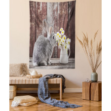 Rabbit Daisy Wooden Tapestry