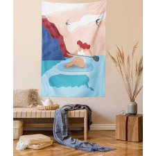 Girl on Surfboard Seascape Tapestry