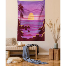 Retro Style Cartoon Beach Tapestry