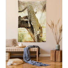 Leopard Wild Cat on Tree Tapestry