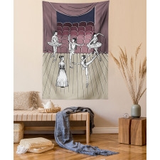 Ballerinas Stage Sketch Tapestry