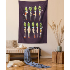 Little Green Ufo in Suits Tapestry