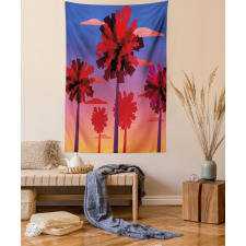 Modern Sunset Tropic Trees Tapestry