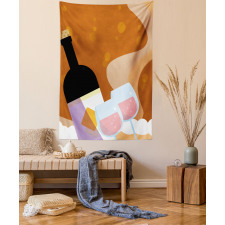 Rose Wine Bottle Cartoon Tapestry