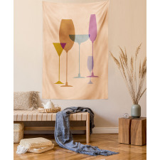 Wine Glasses Silhouette Art Tapestry