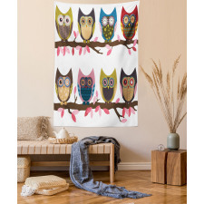 Birds Retro Art Style Tapestry