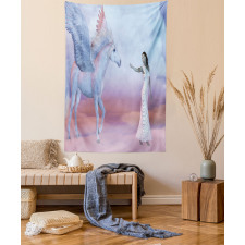 Dreamy Lady and Angel Horse Tapestry