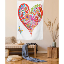 Colorful Peace Heart Tapestry