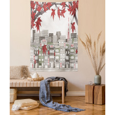 Japanese City Art Panorama Tapestry