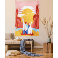 Summer Cartoon Young Couple Tapestry