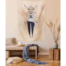 Modern Pastel Deer Animal Tapestry